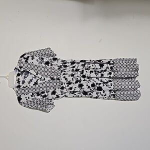 Lapis Black & White Floral Short Sleeve Dress Size L